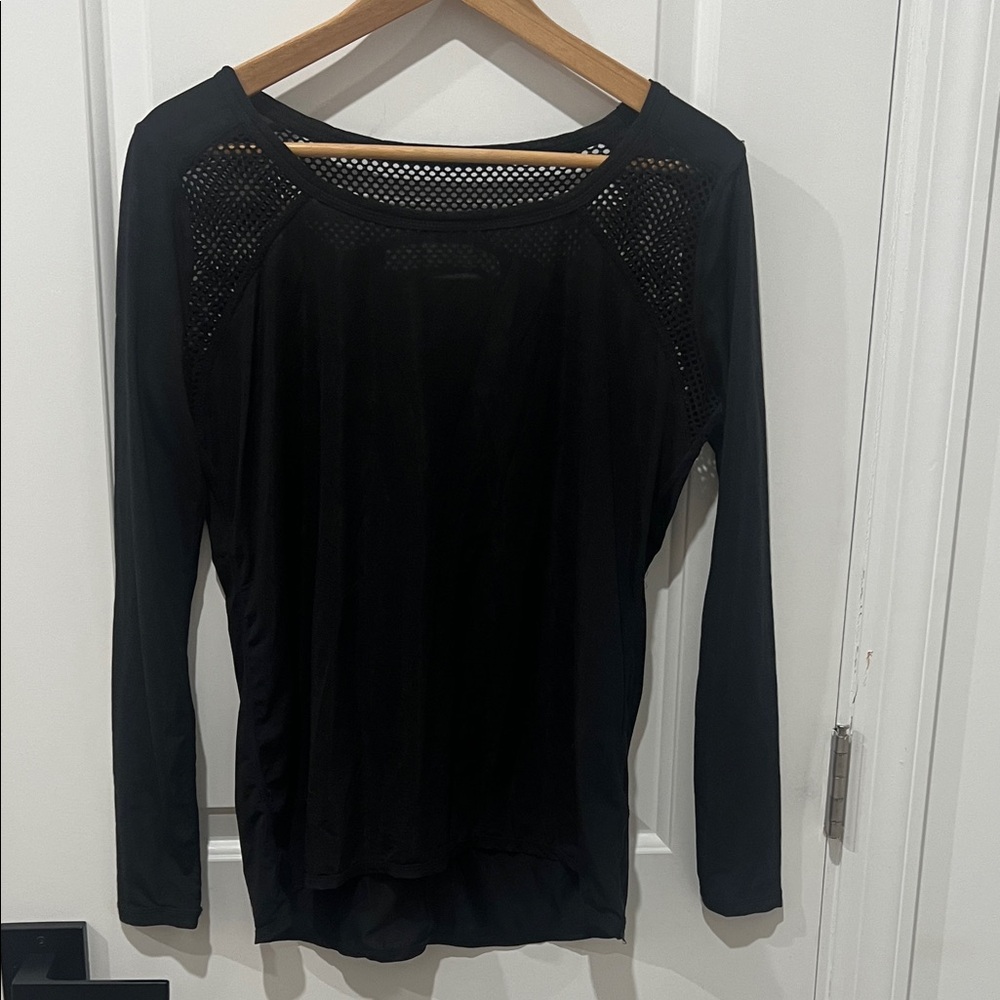 Zella Black‎ Long Sleeve Mesh Top Cut Out Back Size XS